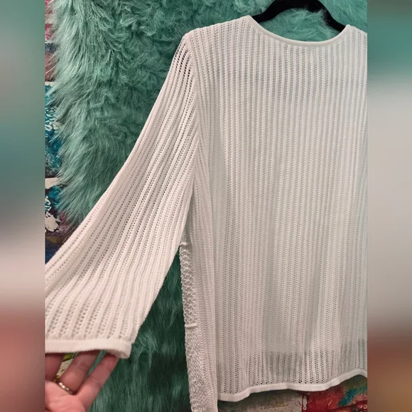 Alfred Dunner White Long Sleeve Cable Knit Sweater Size L - Picture 10 of 11